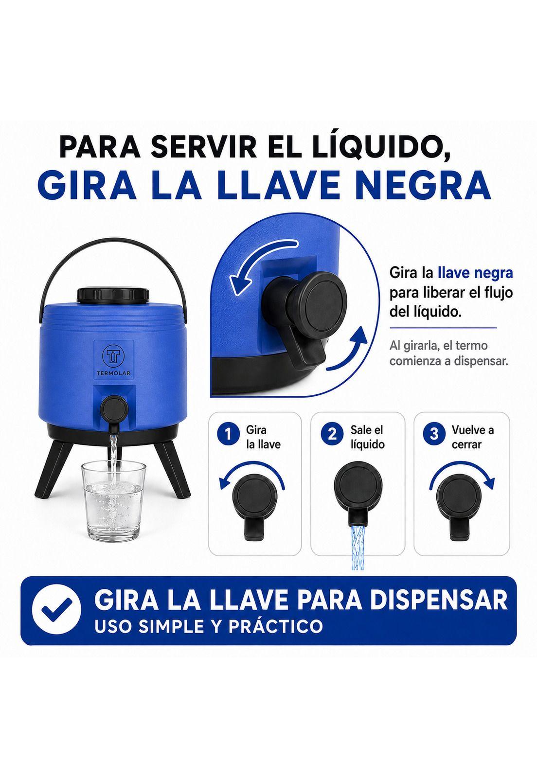 Maxi Termo 6 Litros Termolar Azul para Agua Caliente y Fria-5