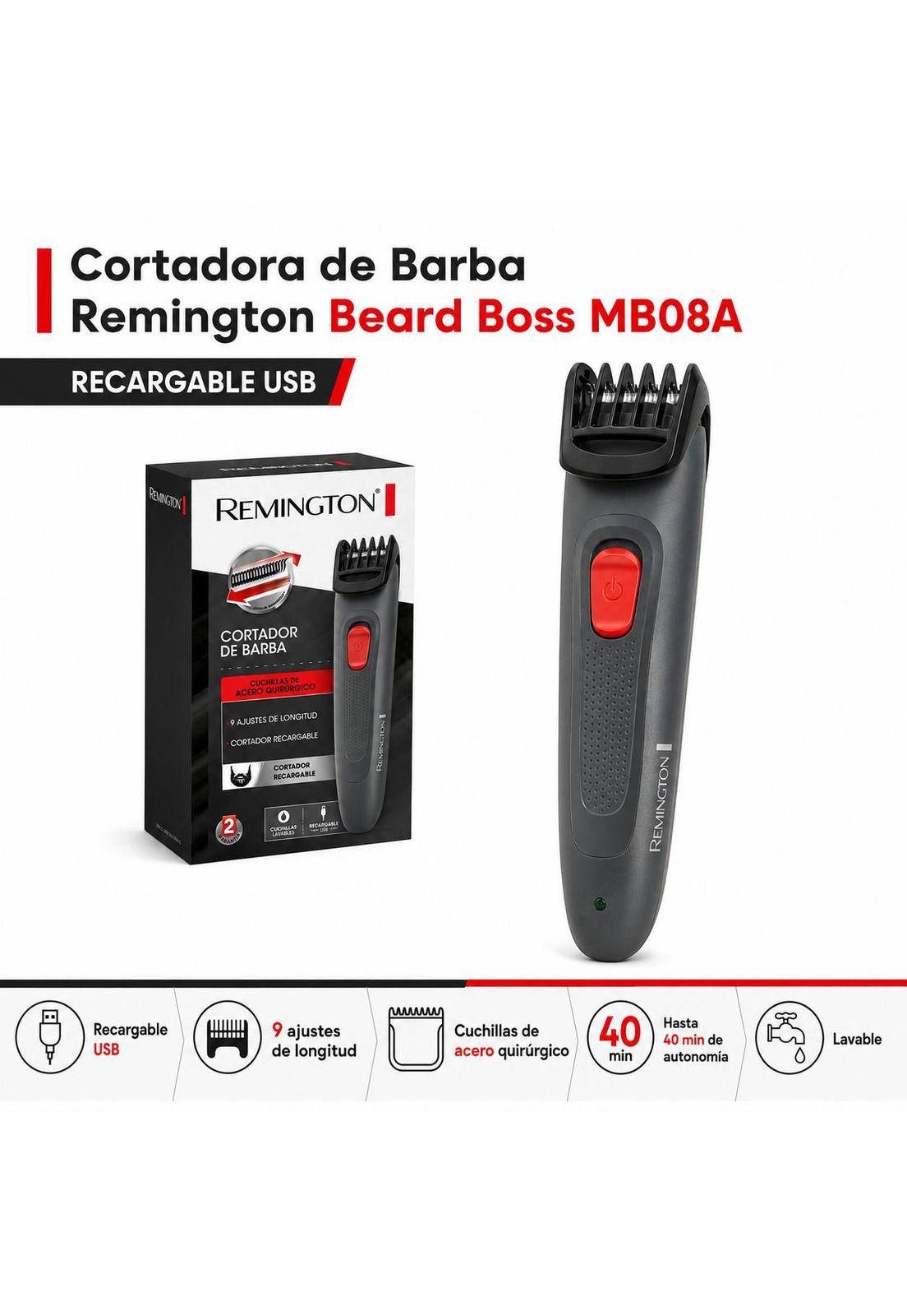 Cortadora de Barba Remington Beard Boss MB08A Recargable USB-6