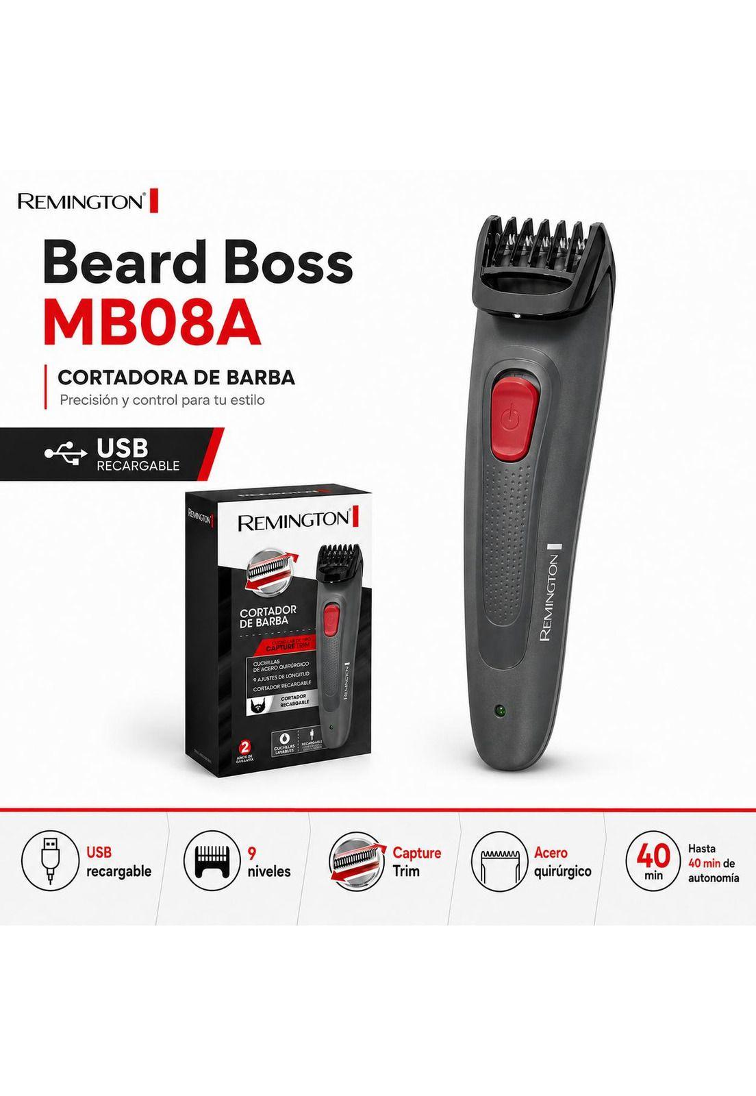 Cortadora de Barba Remington Beard Boss MB08A Recargable USB-7