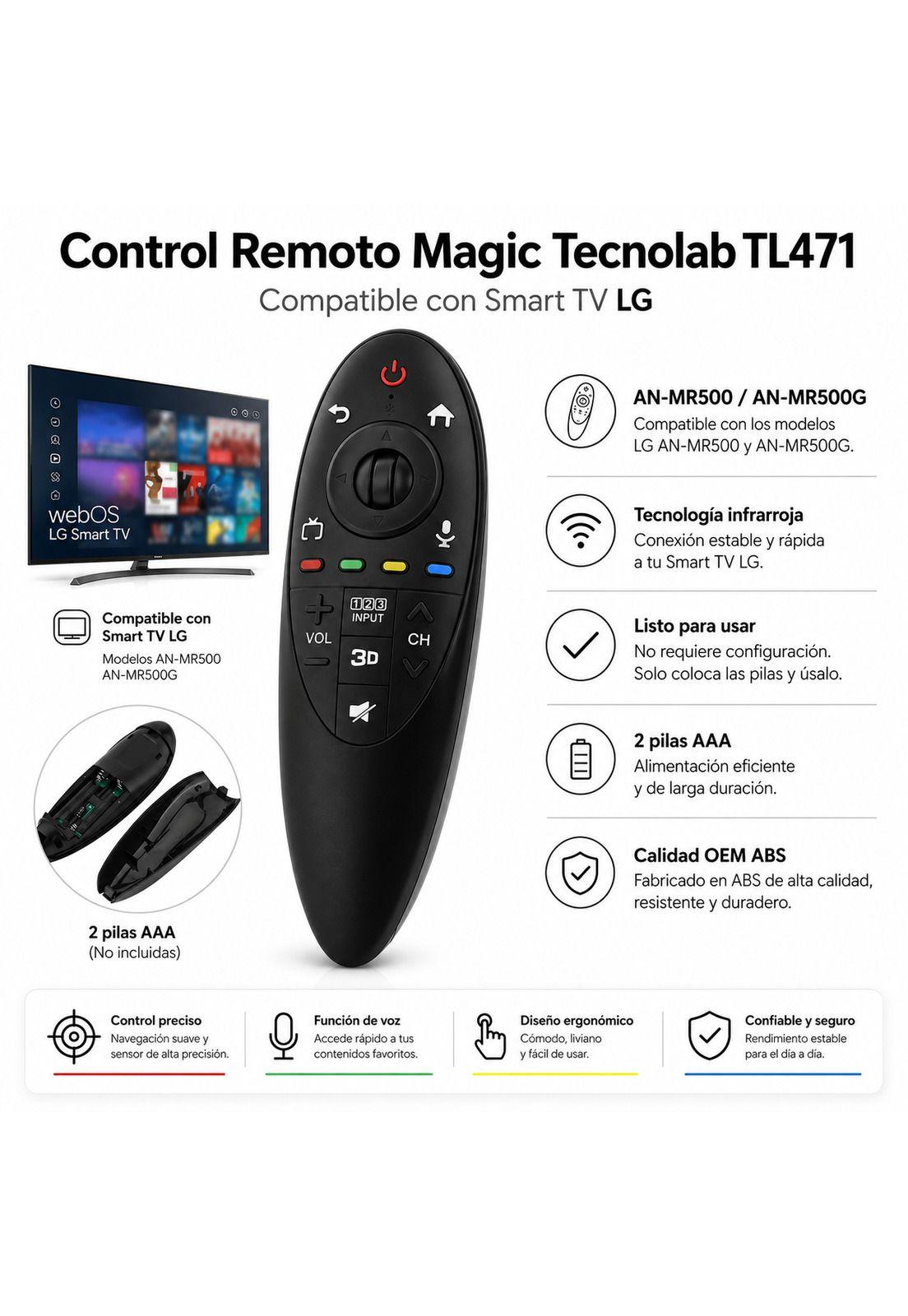 Control Remoto Magic para Smart TV LG 3D / 4K / TL471 Black-6