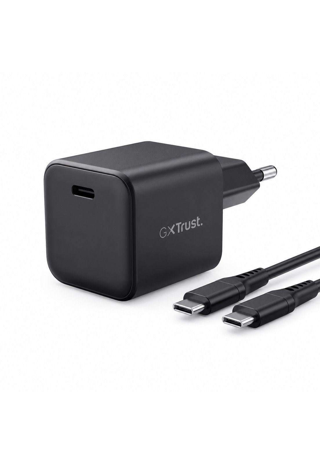 Cargador Trust USB-C GaN 65W PD con Cable USB-C 2MT GXT 1258-2