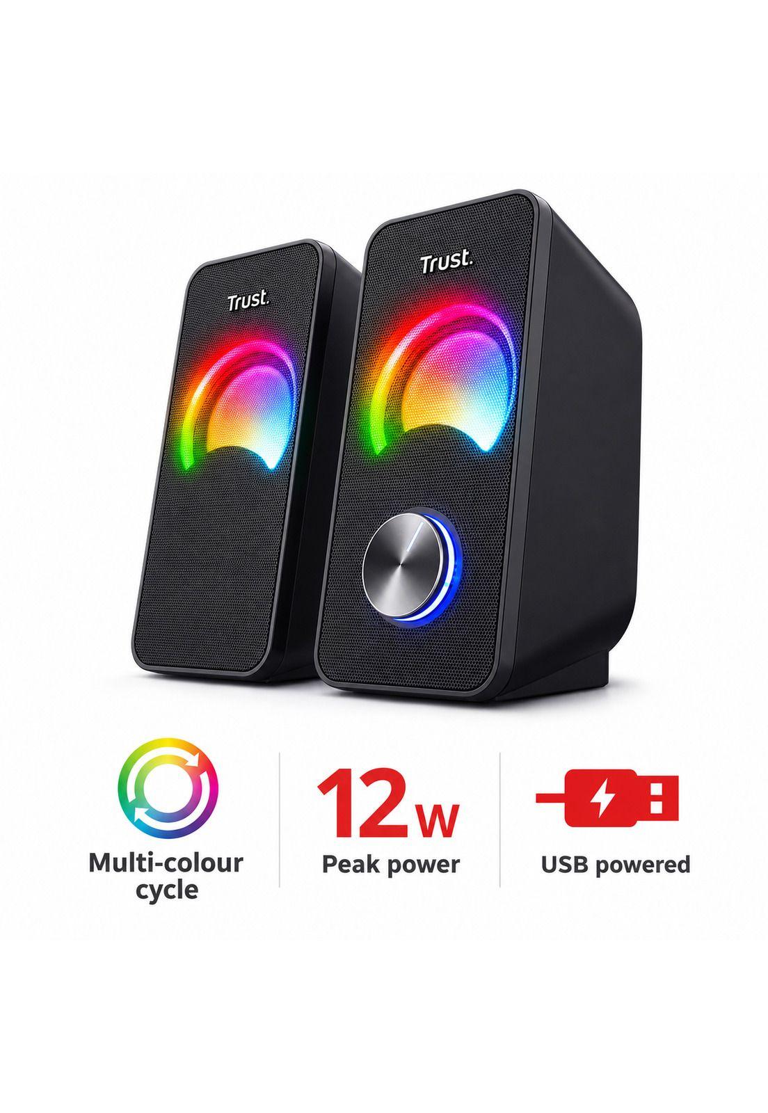 Parlantes USB con Luces RGB de 12W de Escritorio Trust Arys-8