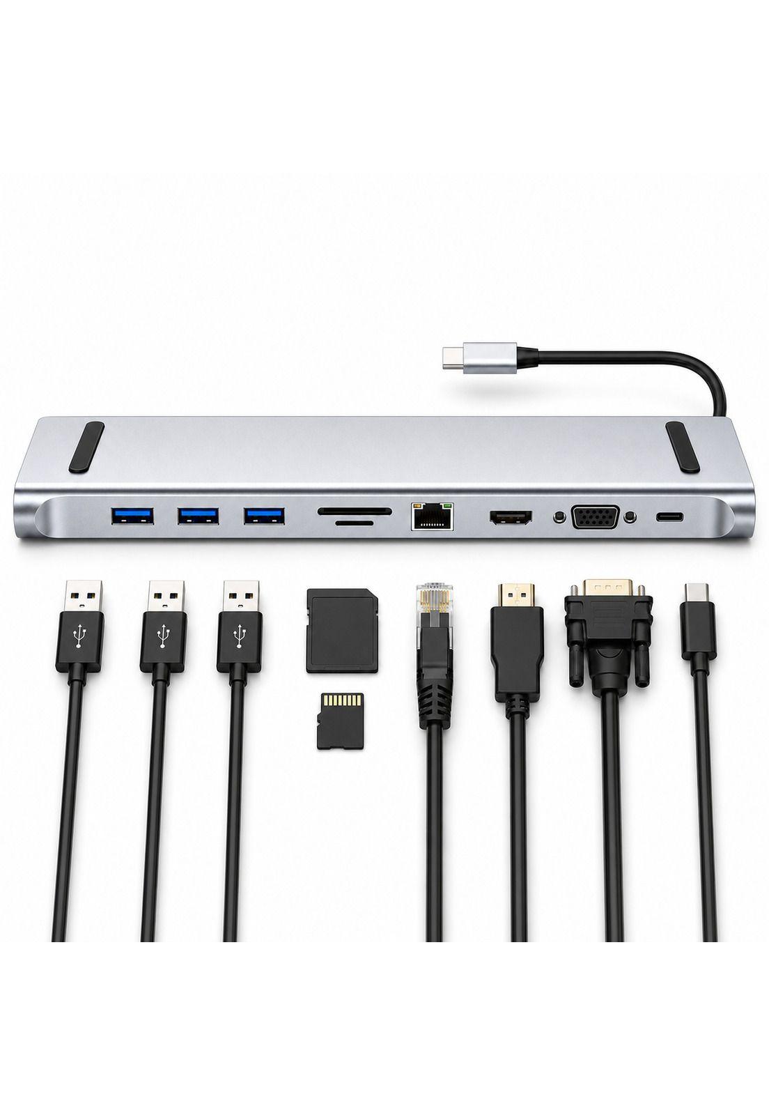 Hub Multipuerto Type-C (10en1) Profesional PD60W 4K Gigabyte-2