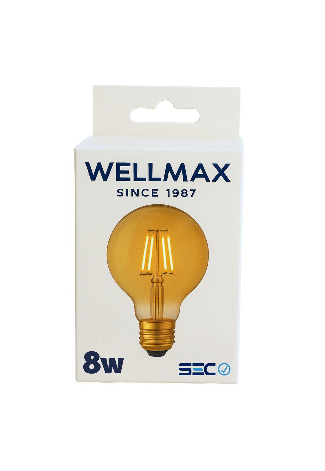 Ampolleta LED Filament Deco Globo Wellmax E27 Calida 8W G95-3