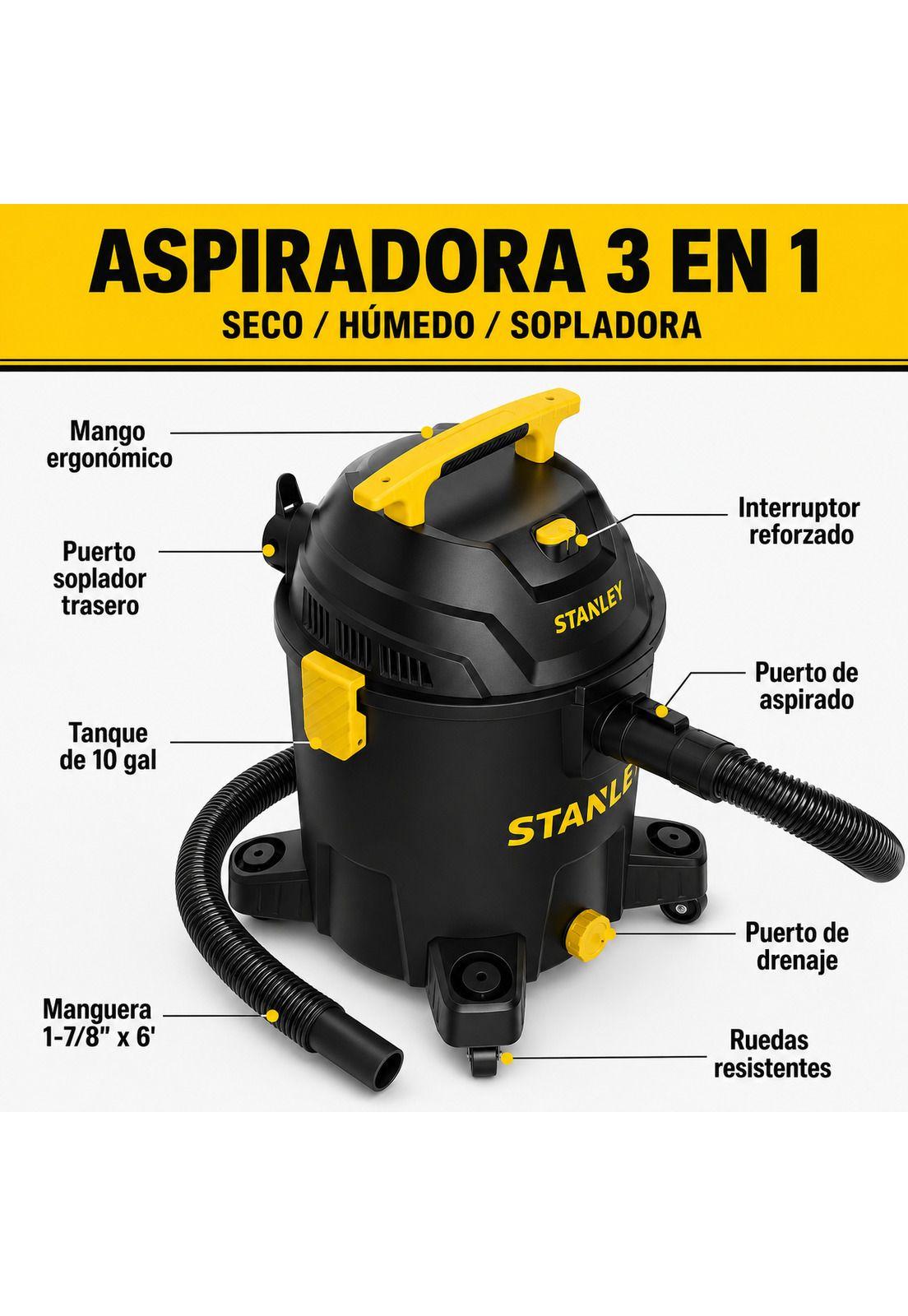 Aspiradora Stanley 5HP Función Seco & Húmedo 30L 19117 Black-2