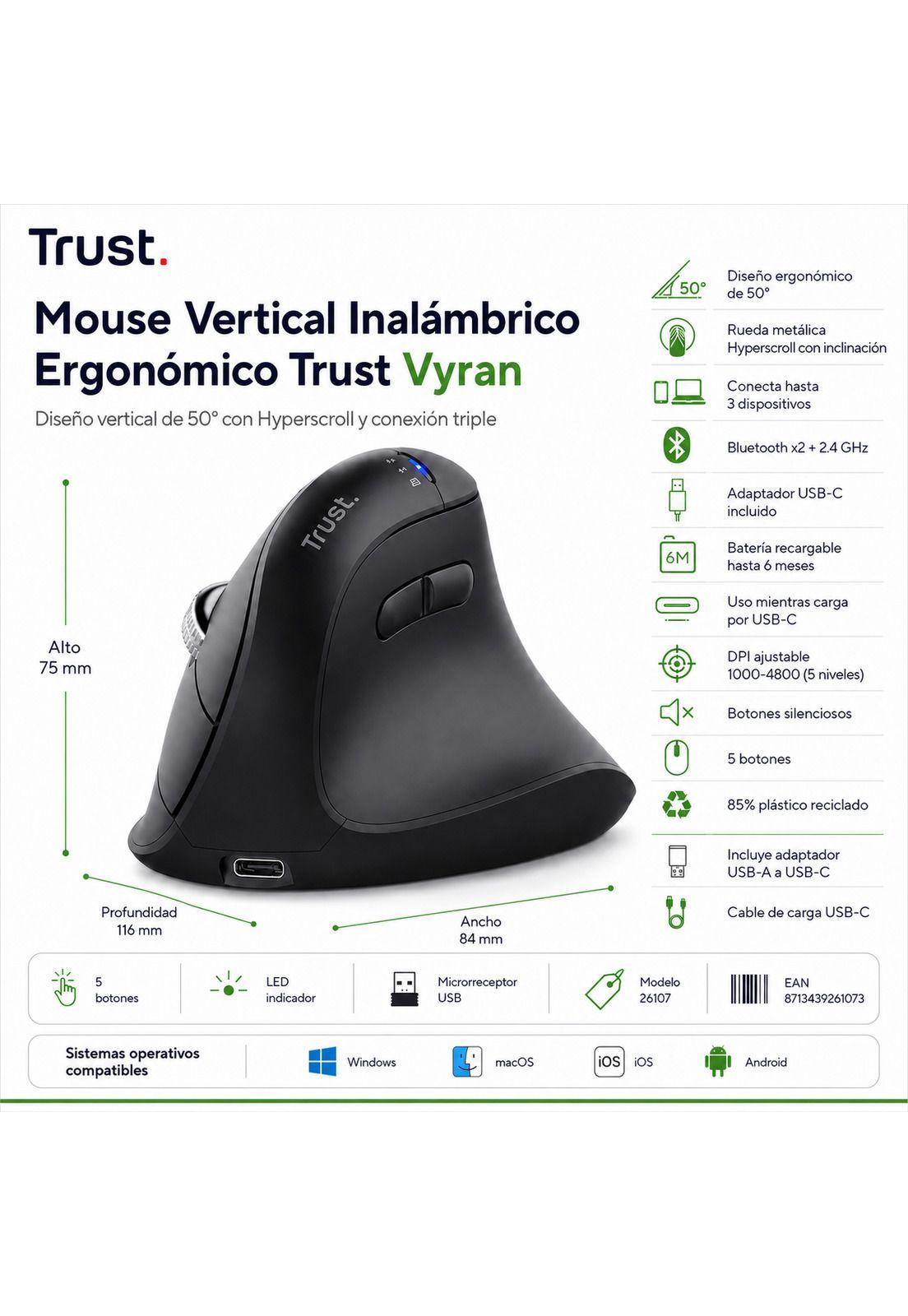 Mouse Vertical Ergo Dual Inalámbrico Trust Vyran Hyperscroll-7