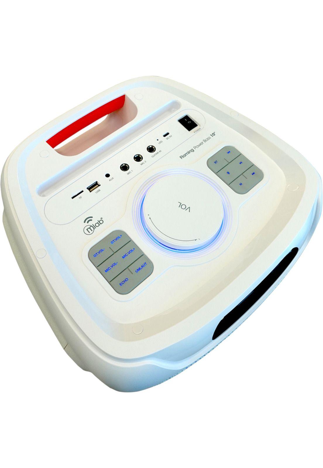 Parlante Karaoke 10" Flaming Power Bass MicWireless 75W RMS WhiteBlack Edition 09569-3