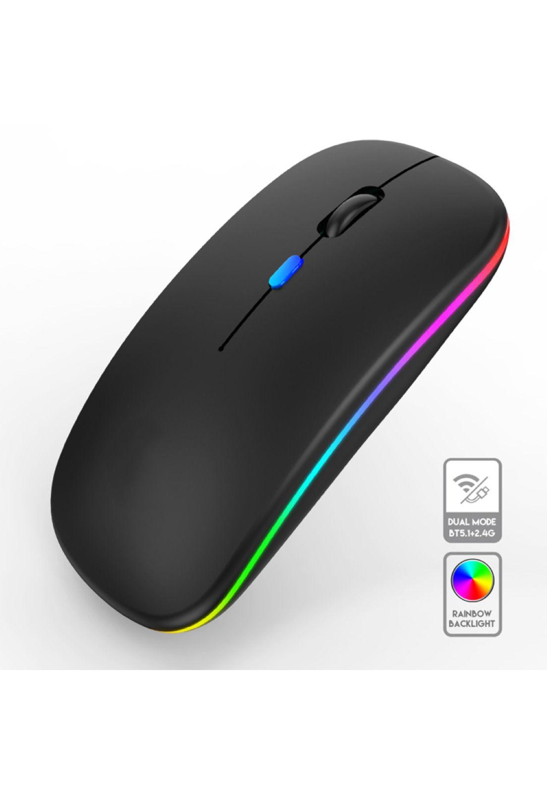Mouse Inalámbrico Dual Bluetooth + USB 2G Recargable RGB BK-3