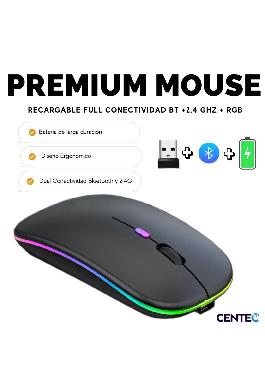 Mouse Inalámbrico Dual Bluetooth + USB 2G Recargable RGB BK-9