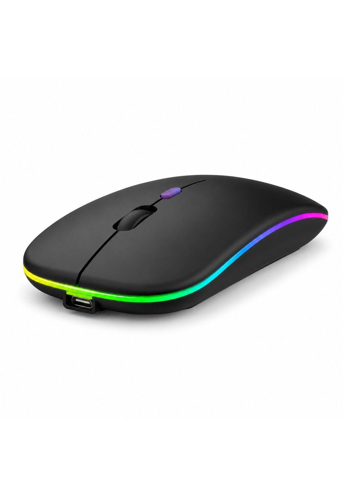 Mouse Inalámbrico Dual Bluetooth + USB 2G Recargable RGB BK-8