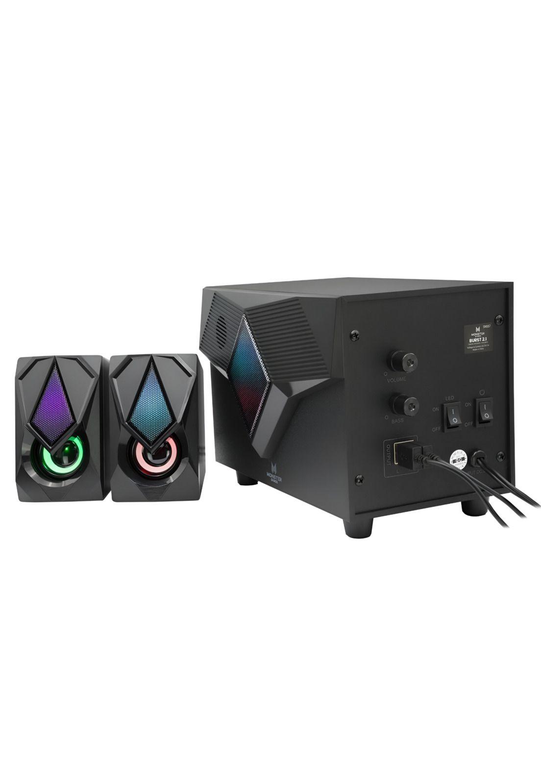Subwoofer USB Monster 10W RMS Audio Stereo 2.1 RGB SW557 -2