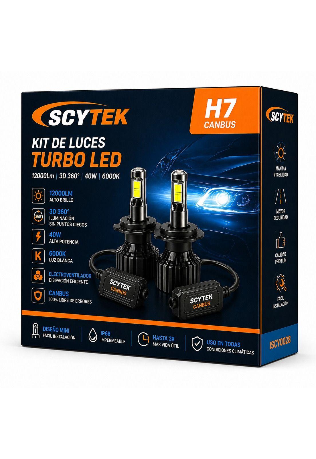 Kit de Luces Turbo LED H7 Canbus 12000Lm 3D 360° 40W 6000K-0