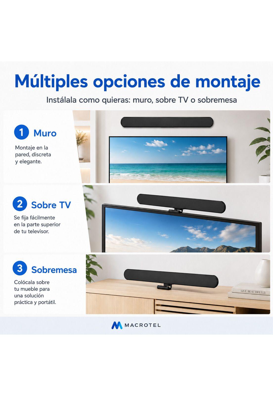 Antena TV Digital Flat Full HD de Alta Recepción  UHF /VHF-6
