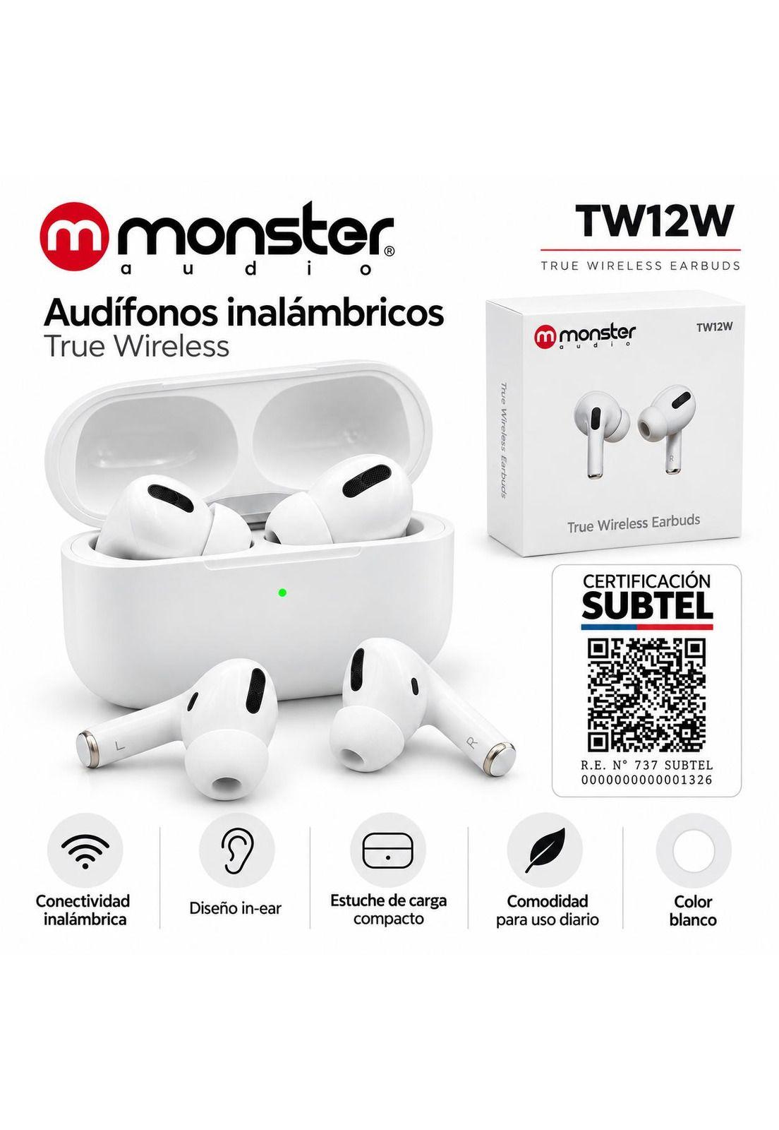 Audífono In Ear Monster Audio Bluetooth TWS Blancos-4