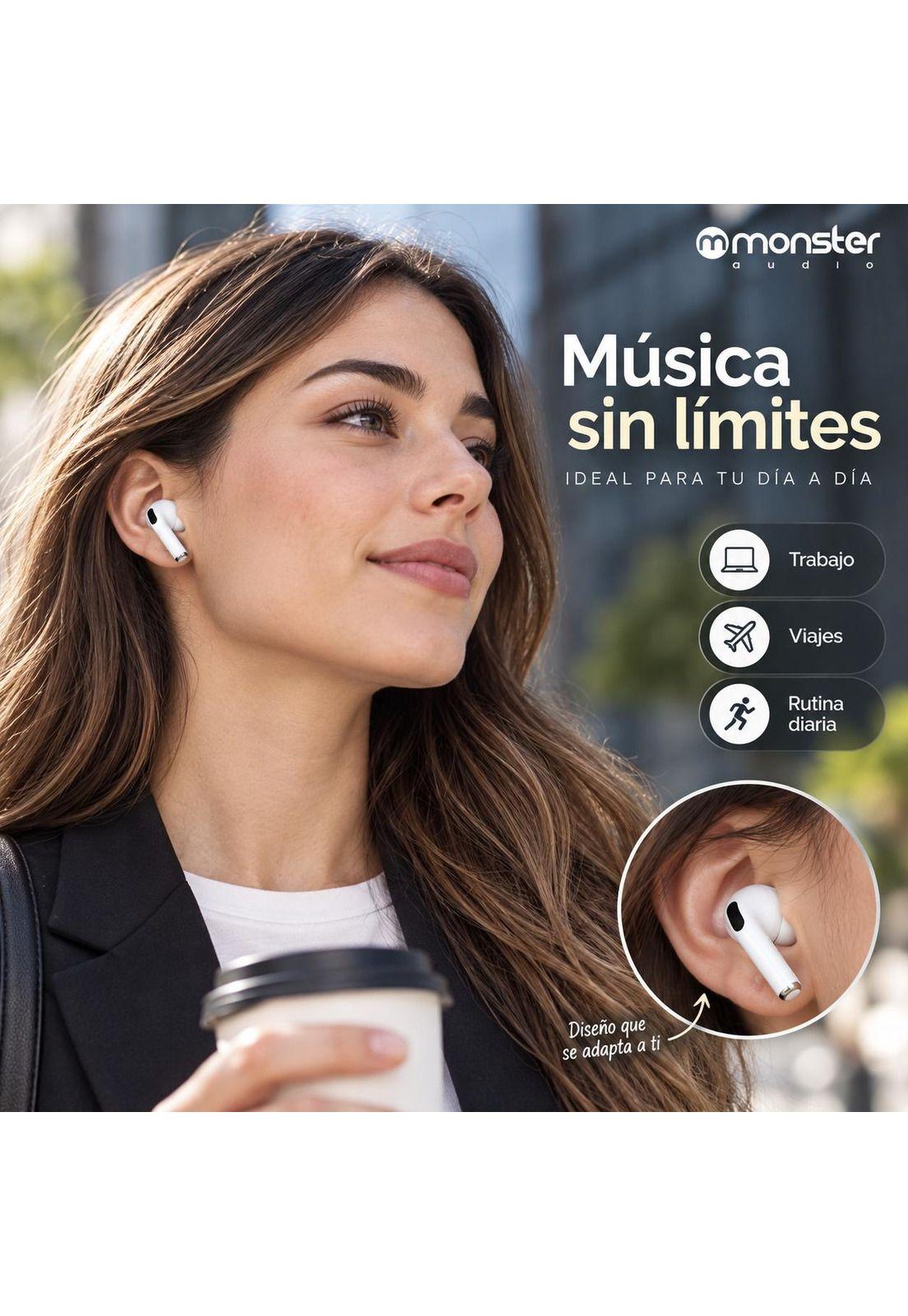 Audífono In Ear Monster Audio Bluetooth TWS Blancos-6
