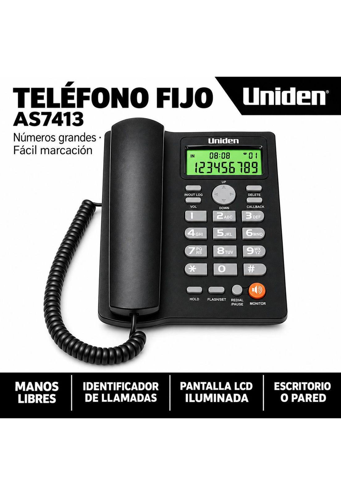 Teléfono De Red Fija Uniden Con Manos Libre Sobre Mesa 7413-4