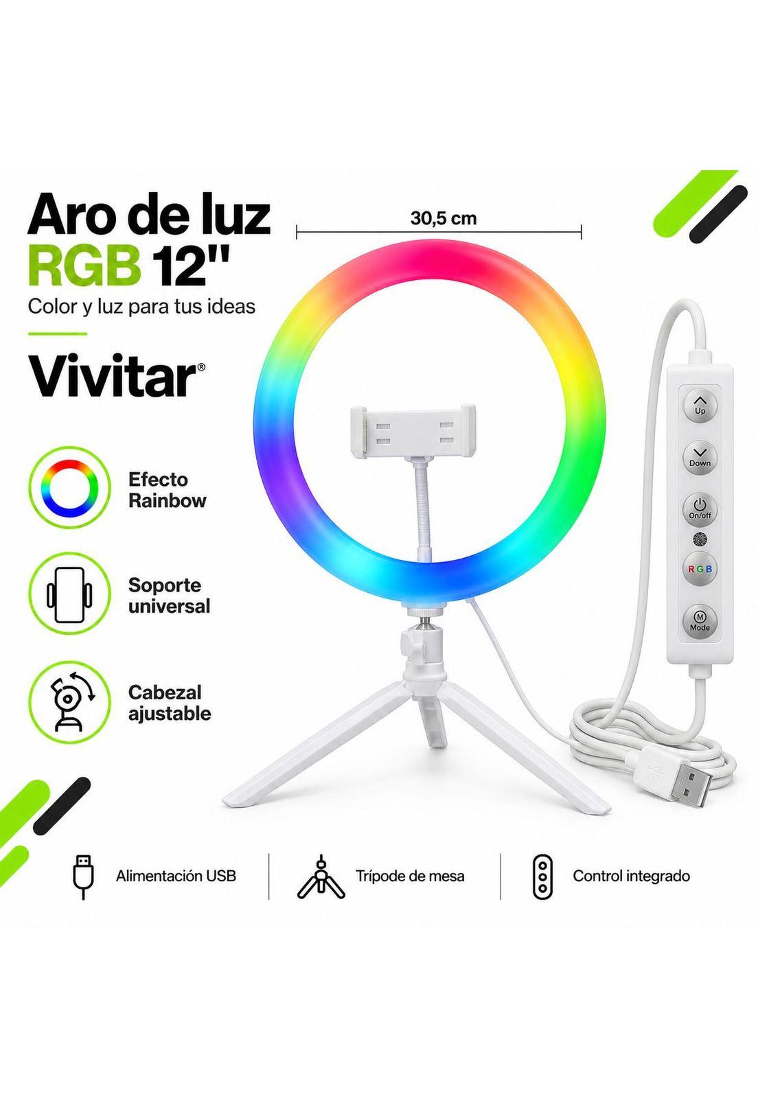 Aro de Luz Multicolor RGB 12" con Soporte para Smartphone-7