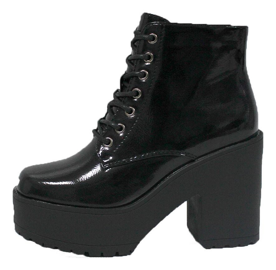 Bota Taco Alto Detalles De Cordones Caña Media Dama-1