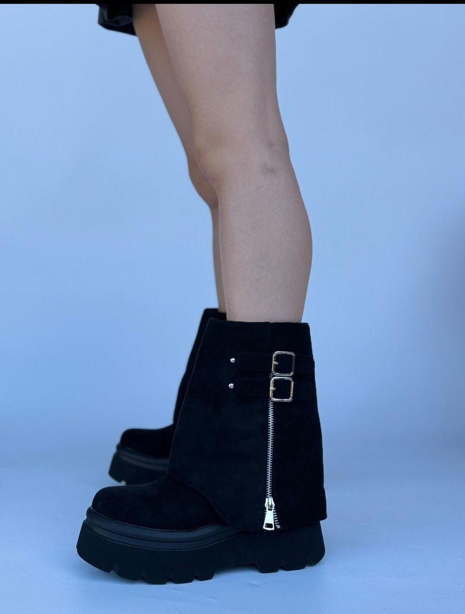Botas Mujer Tendencia Plataforma Gamuza Botines Mujer Moda-3