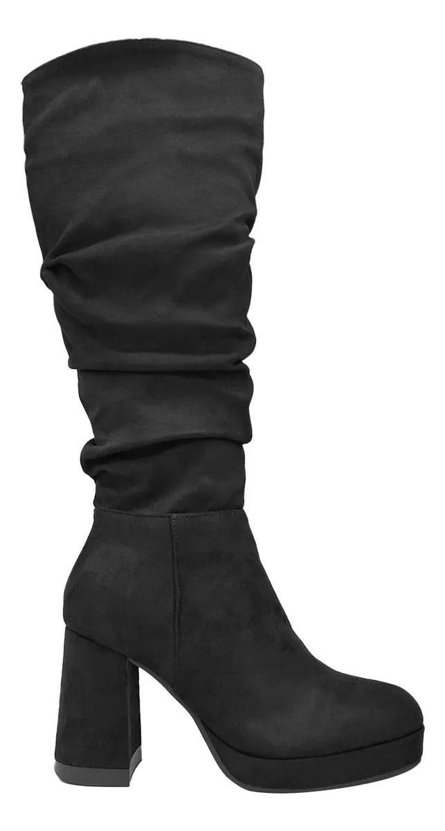 Bota De Mujer Negras Estilo Corrugado-0