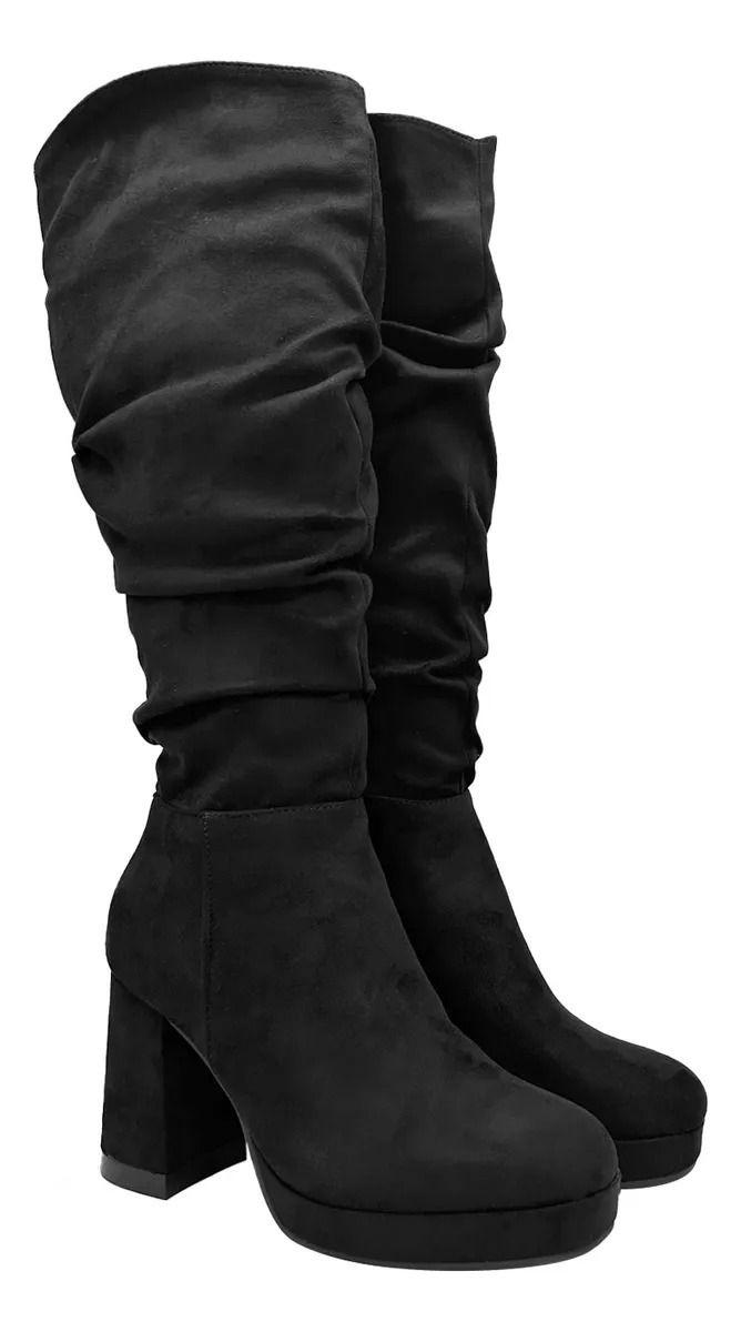 Bota De Mujer Negras Estilo Corrugado-1