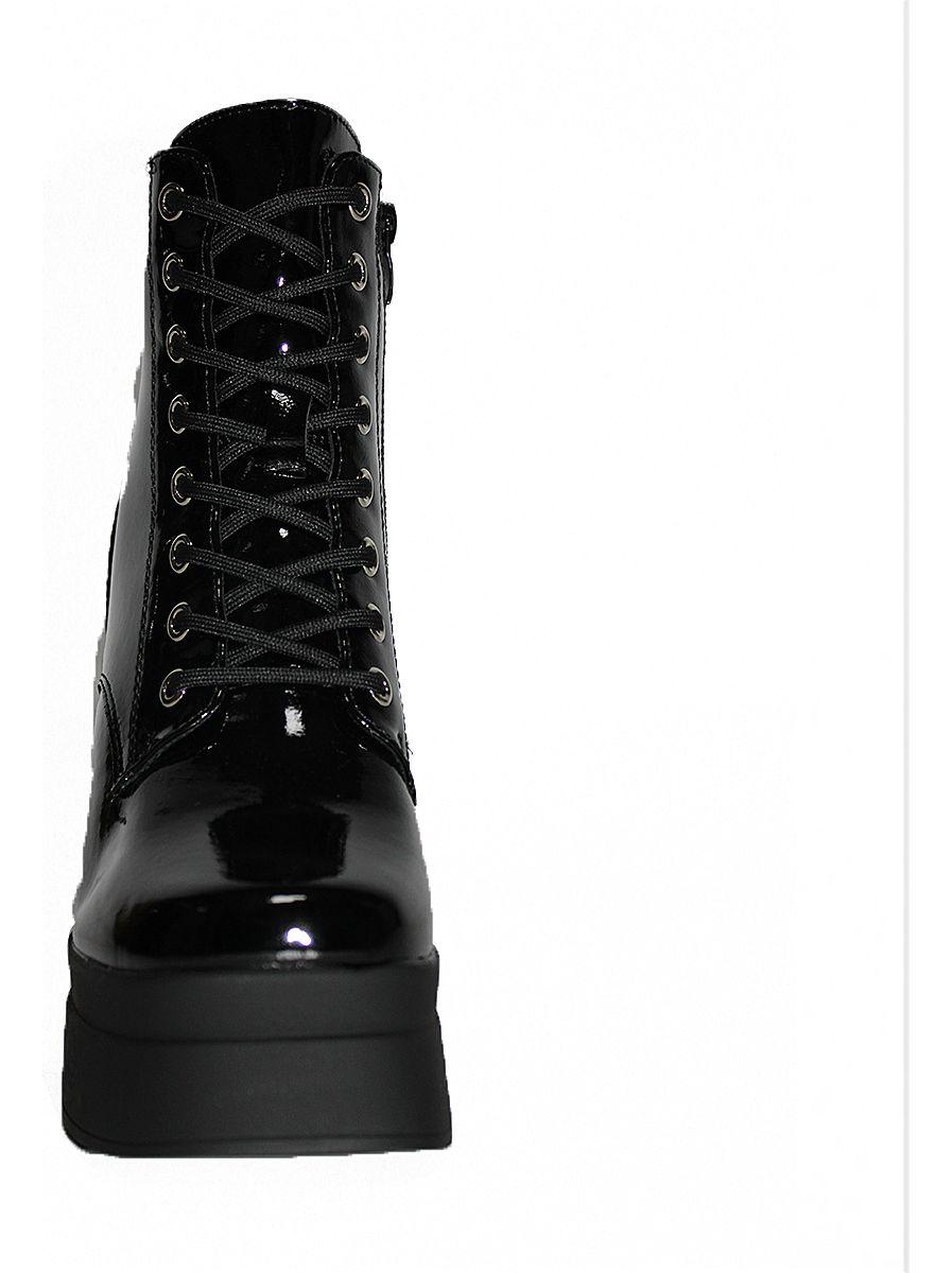 Botín Con Cordones Y Cierre De Dama En Charol-5