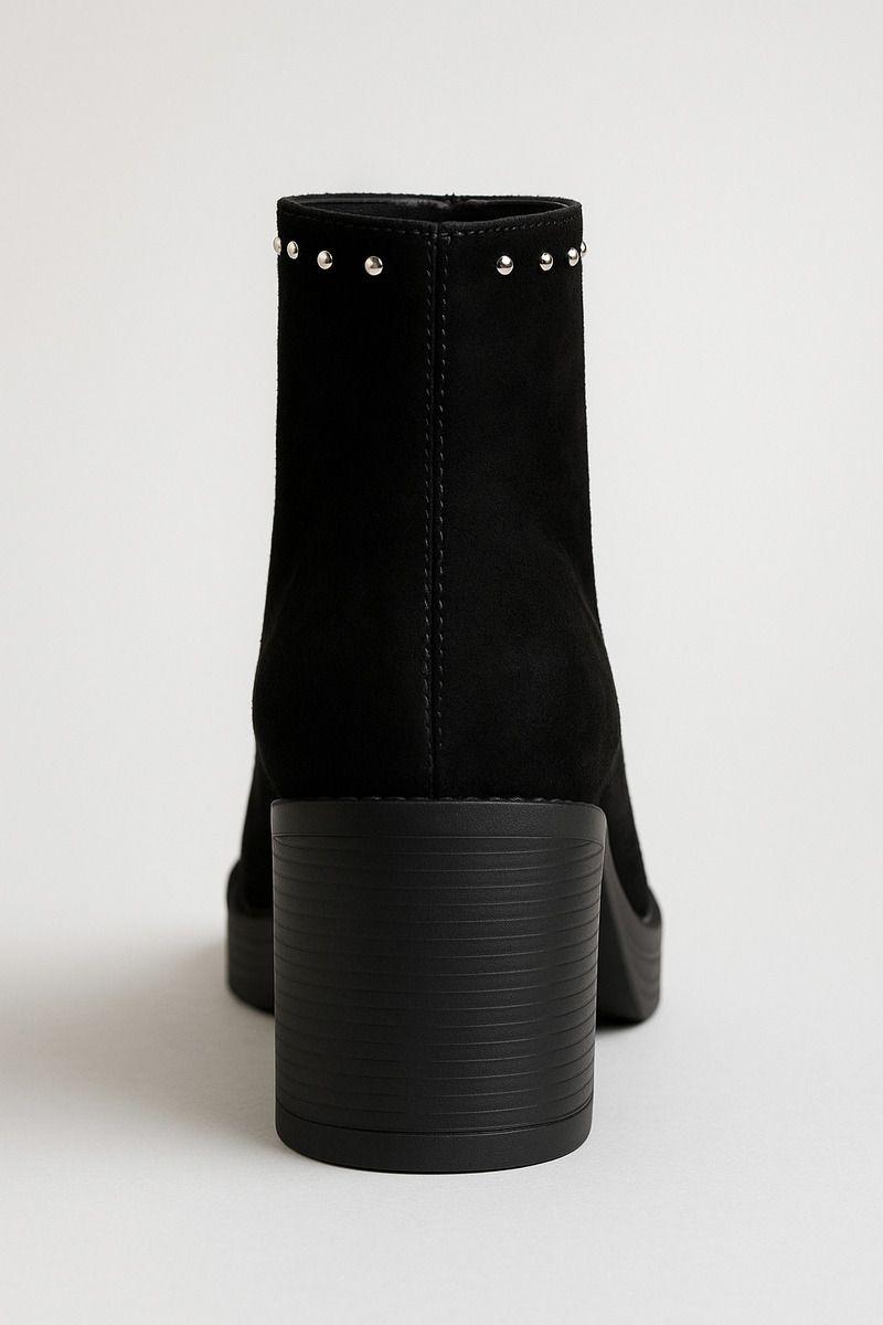 Botín De Mujer Detalles Metálicos Taco Bloque & Plataforma-6