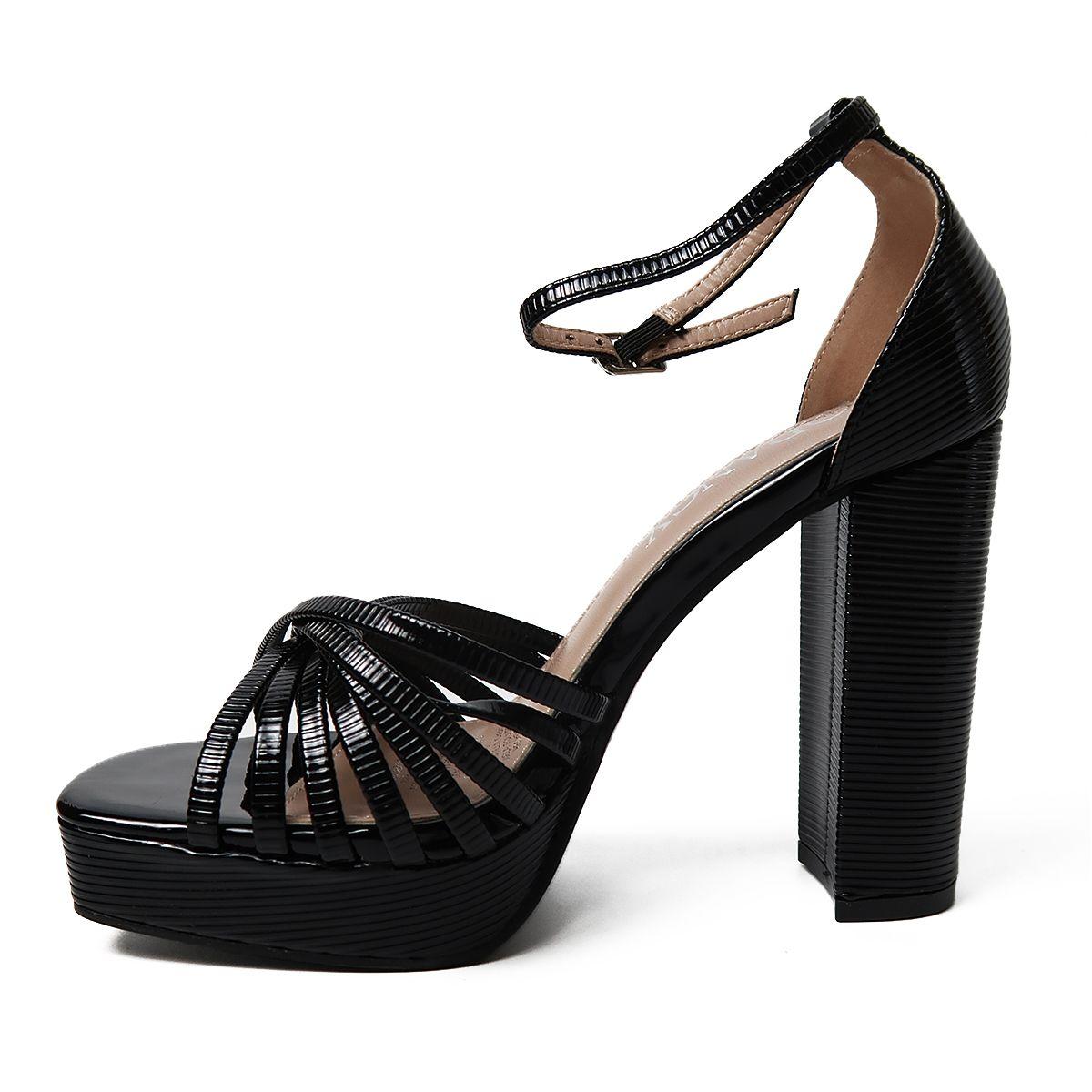 Tacón Caña Alta Negro Tirantes Cruzados - Dancy Shoes-3