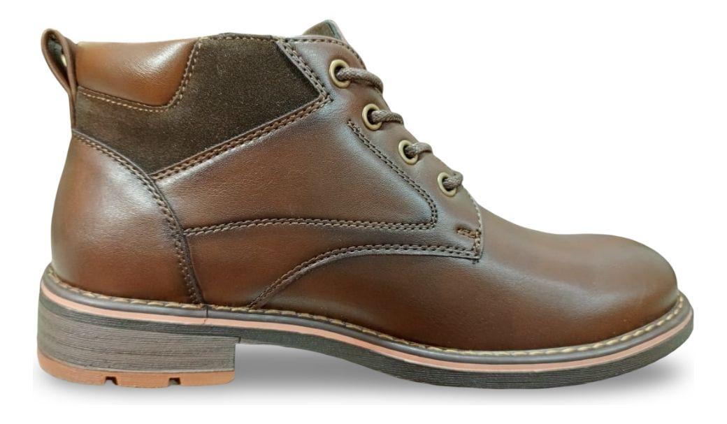 Botín Hombre Café Caña Media Elegante Y Cómodo Para Todo Cli-0