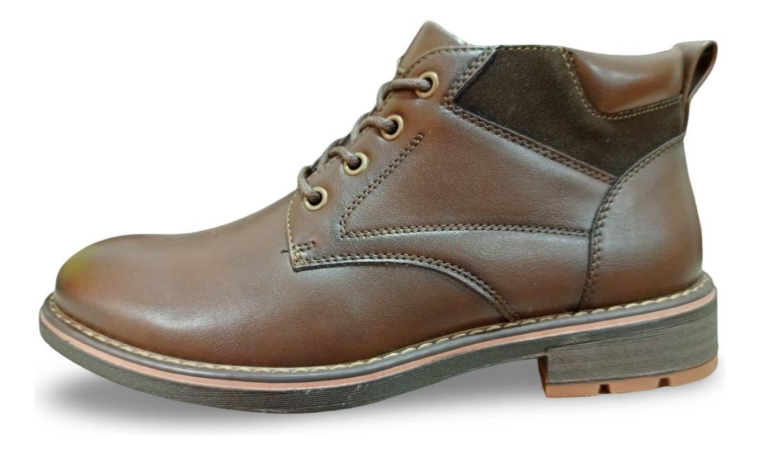 Botín Hombre Café Caña Media Elegante Y Cómodo Para Todo Cli-1