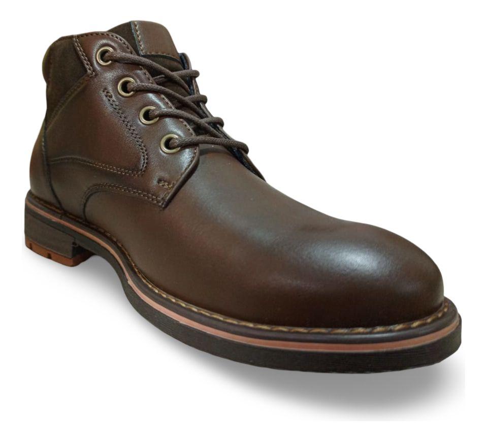 Botín Hombre Café Caña Media Elegante Y Cómodo Para Todo Cli-5