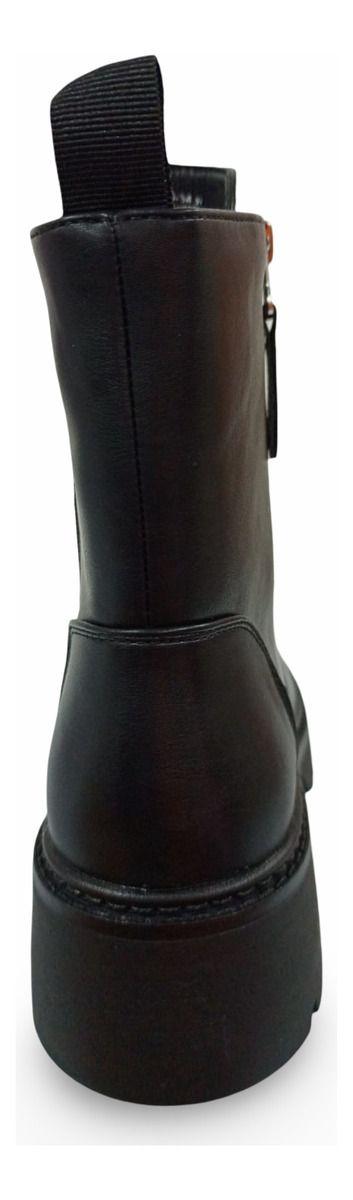 Botín Bota De Mujer Negra Casual Cremallera Y Cordones-9