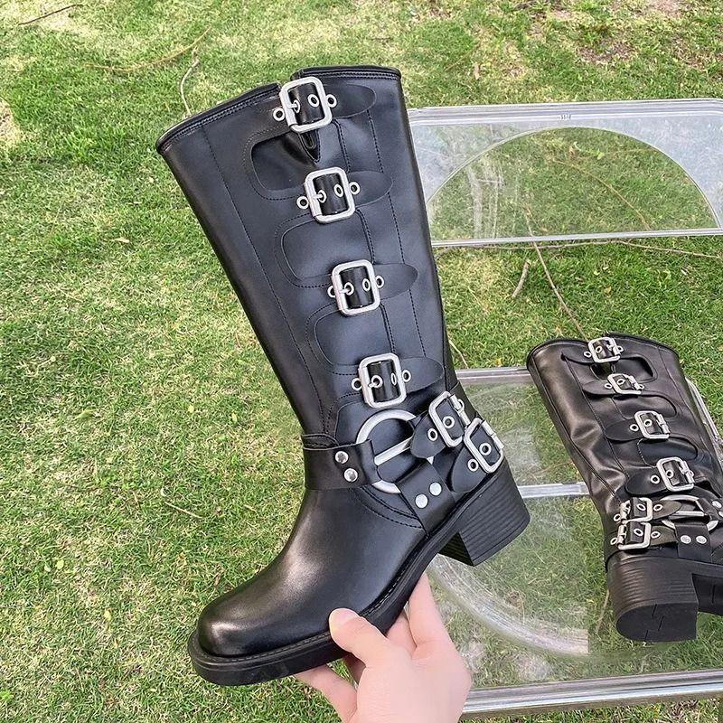 Bota Vaquera Del Oeste Con Tacón En Bloque A La Moda Mujer-4