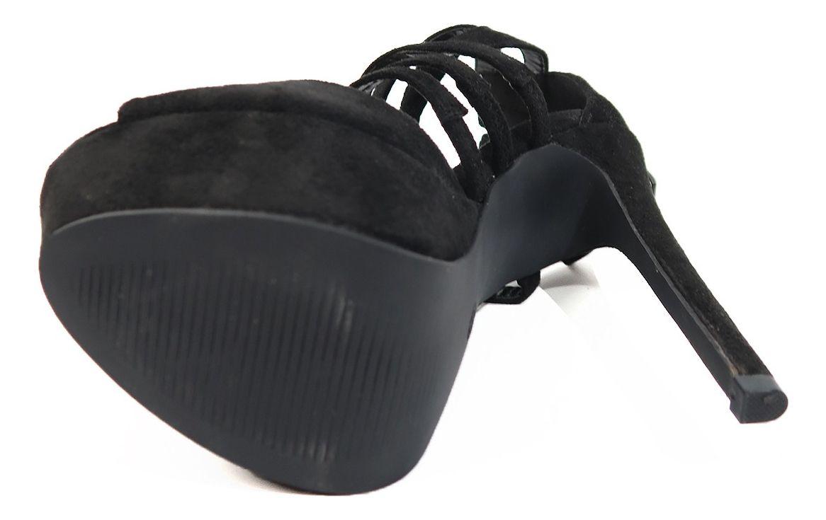 Tacon Cruzado En Cono Negro Gamuza - Dancy Shoes-5