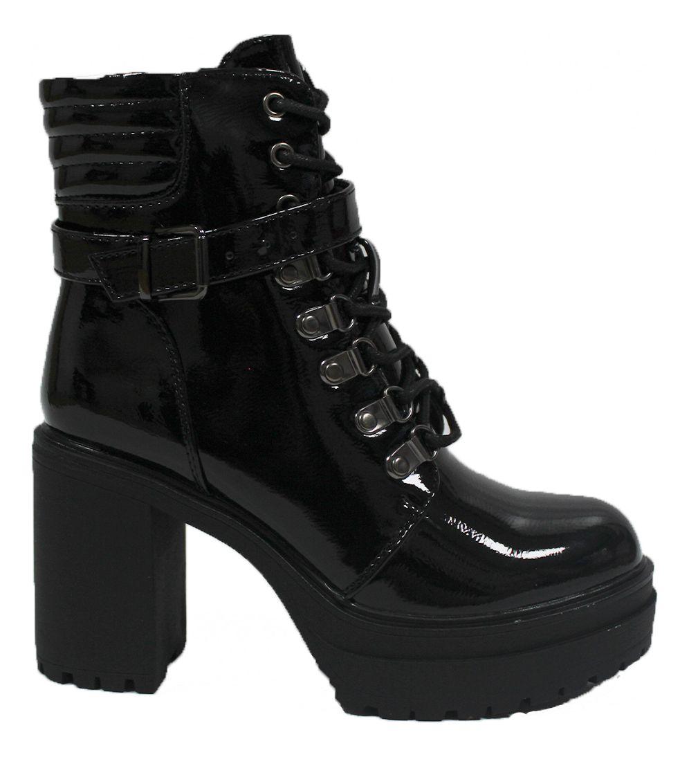 Bota De Mujer Plataforma Taco Alto Con Cierre Y Cordones-0