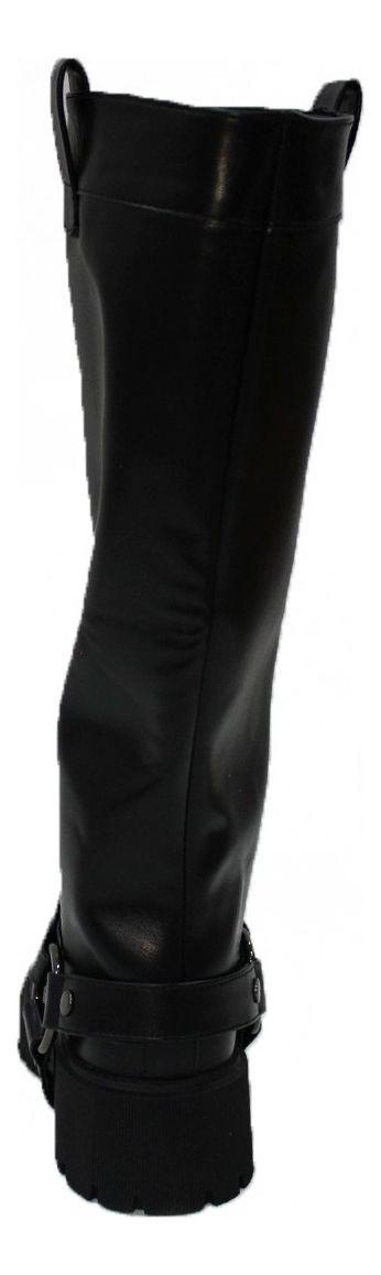Botas De Mujer En Tendencia Plataforma En Eco Cuero Negra-5