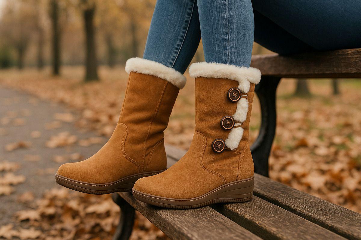 Botines Invierno Gamuza, Forradas Chiporro Y Botones Mujer-1