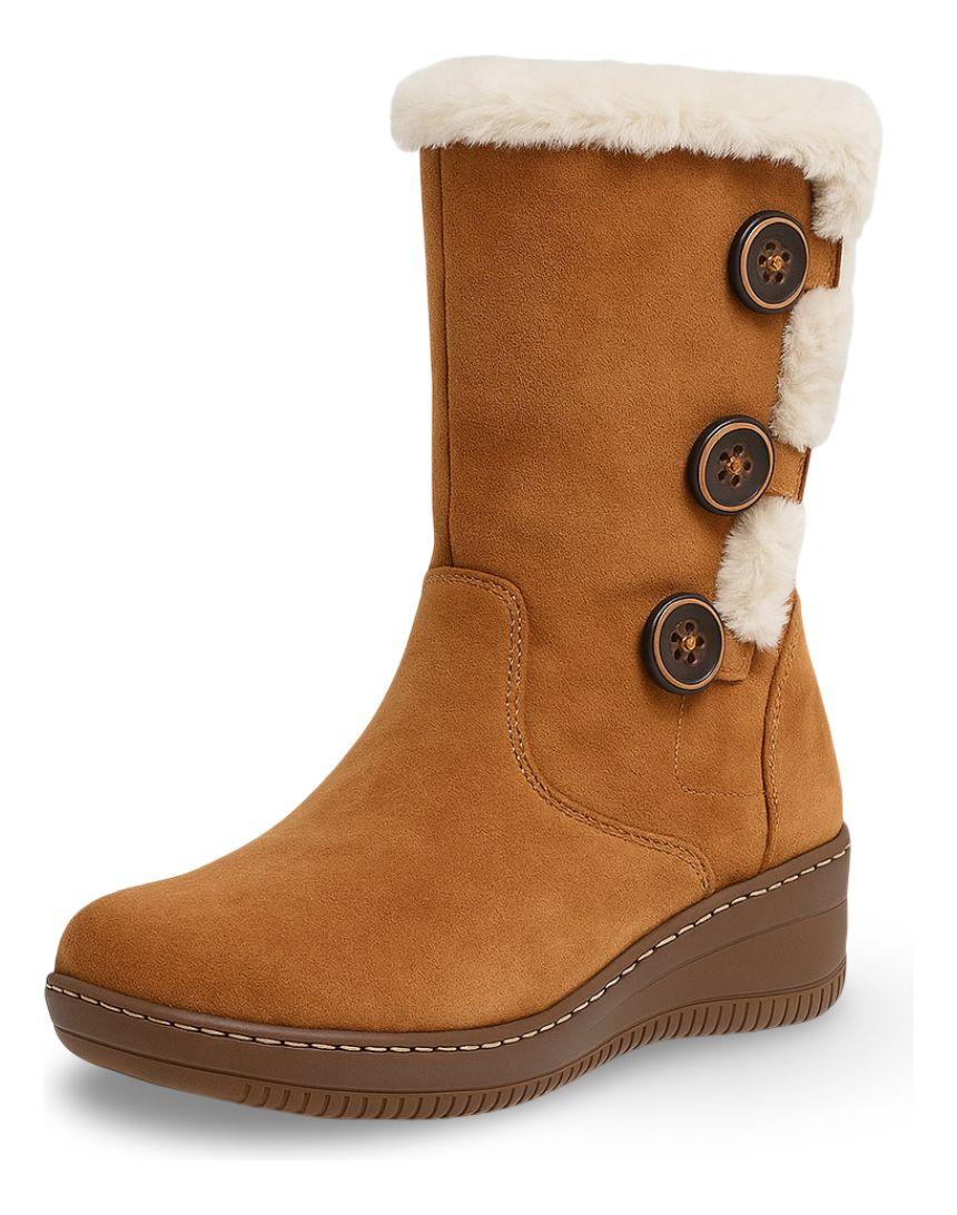 Botines Invierno Gamuza, Forradas Chiporro Y Botones Mujer-4