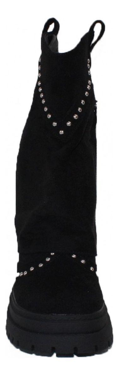 Botín Estilo Vaquero En Gamuza Con Apliques Plateados-3