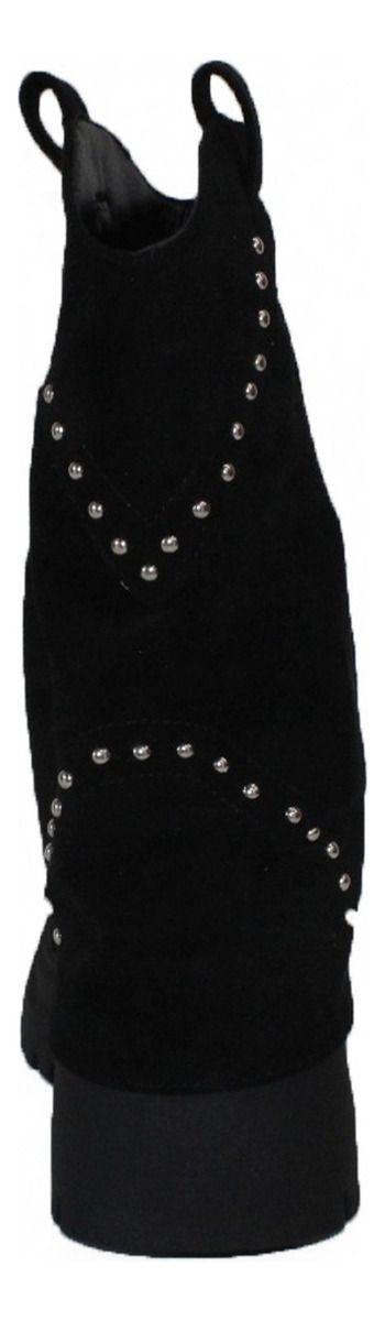 Botín Estilo Vaquero En Gamuza Con Apliques Plateados-5