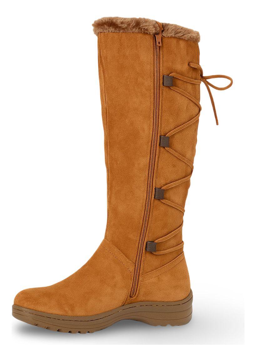 Botas Bucaneras Gamuza De Dama Forradas Con Chiporro Camel-2