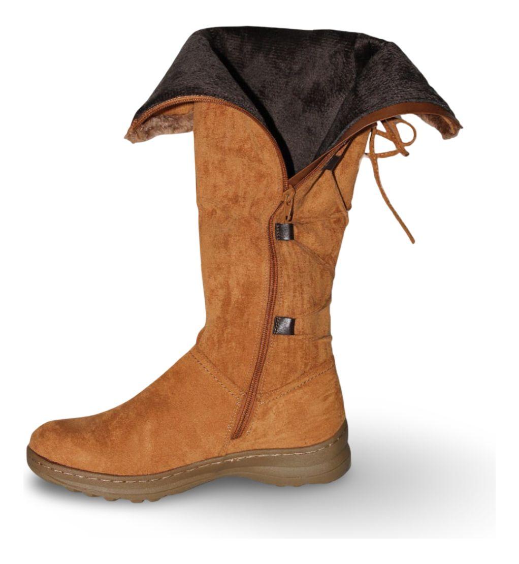 Botas Bucaneras Gamuza De Dama Forradas Con Chiporro Camel-4