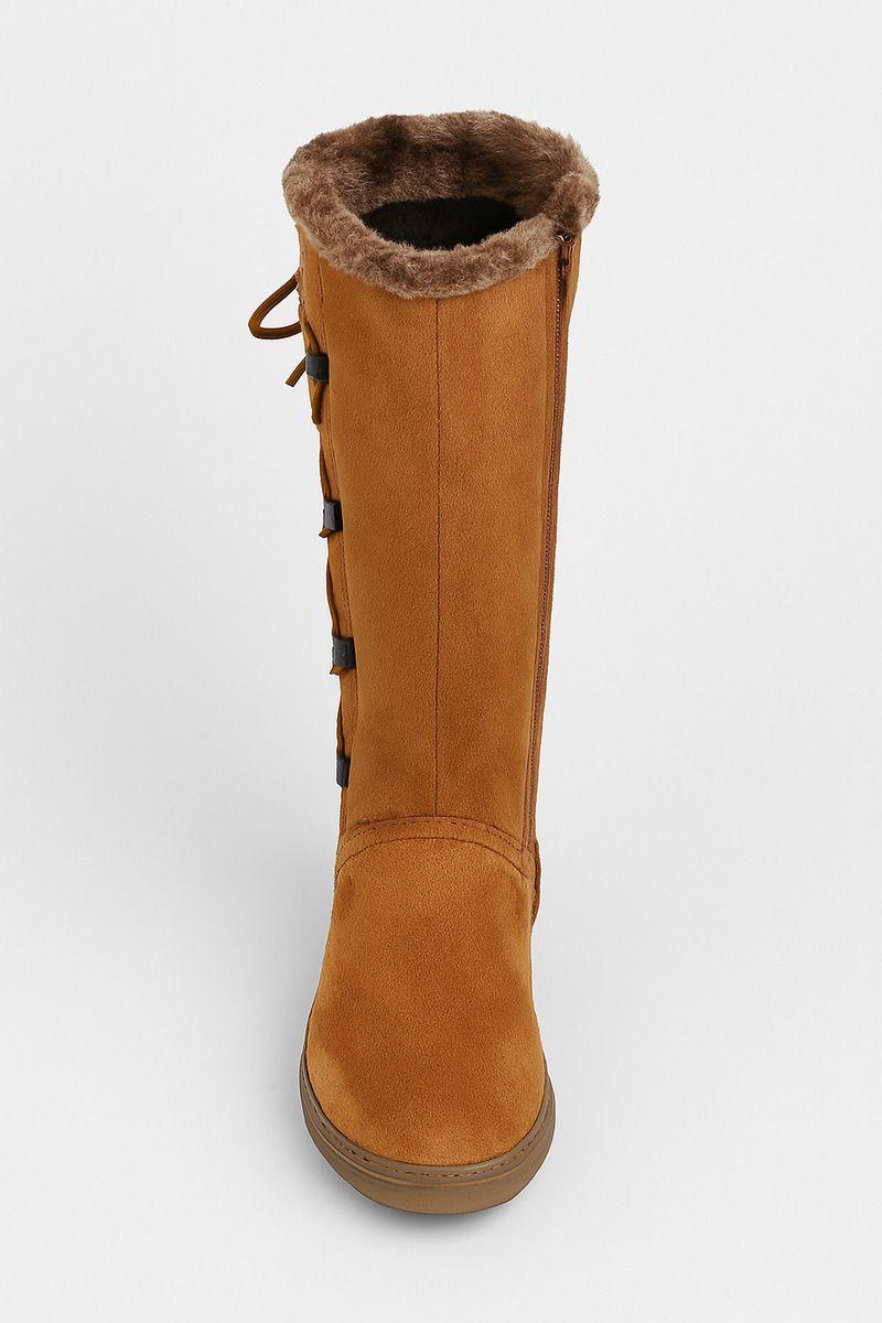 Botas Bucaneras Gamuza De Dama Forradas Con Chiporro Camel-5