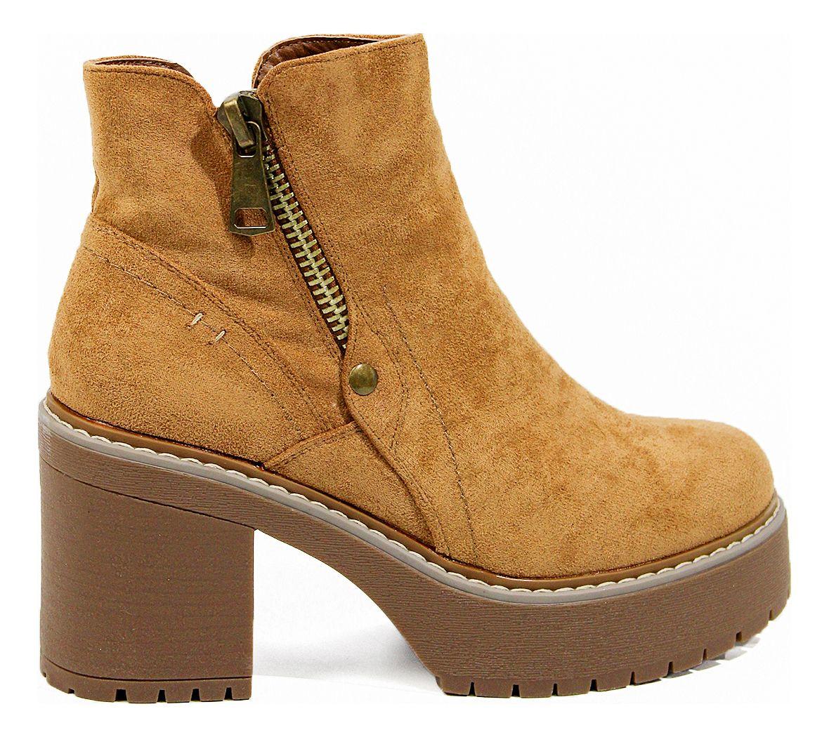 Botines De Gamuza Con Taco, Cierre Y Chiporro-2