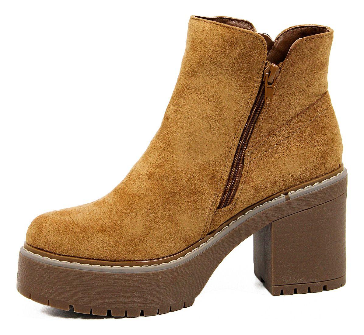 Botines De Gamuza Con Taco, Cierre Y Chiporro-3