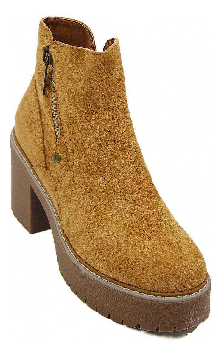 Botines De Gamuza Con Taco, Cierre Y Chiporro-4