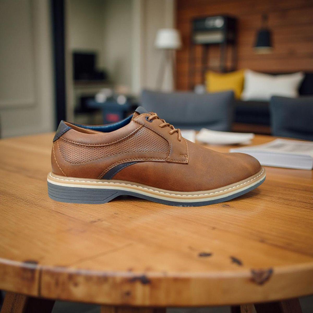 Zapatos Casual De Hombre En Color Negro Y Camel-4