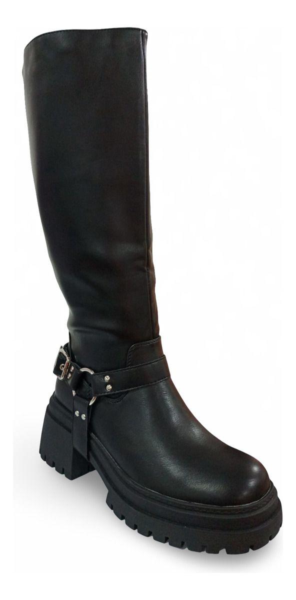 Botas De Mujer Casual Negra Y Hebilla En El Talón-4