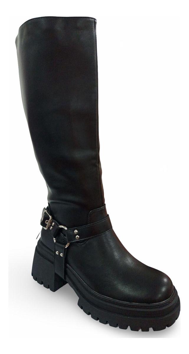 Botas De Mujer Casual Negra Y Hebilla En El Talón-6