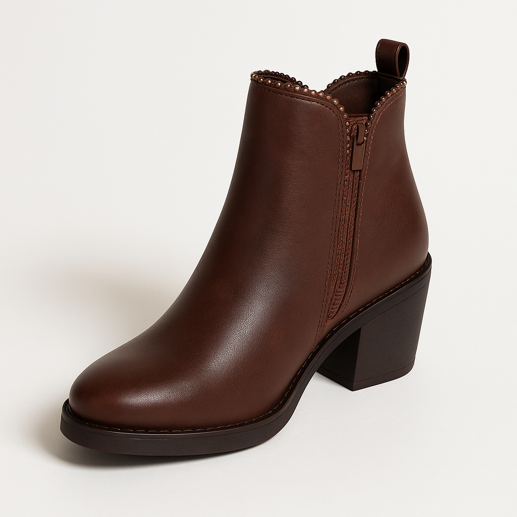 Botin Negro Casual Mujer Con Apliques Superiores-4